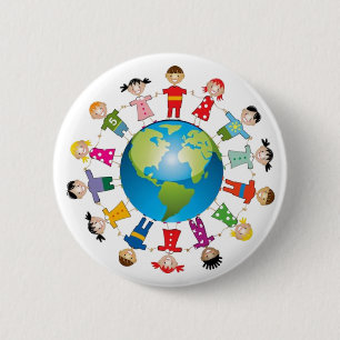 Un botón mundial que pone en unidad niños felice