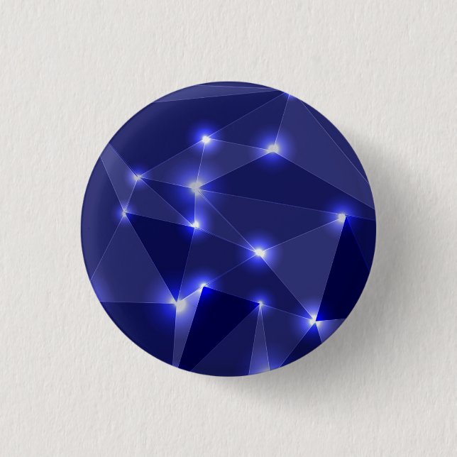 Un botón redondo con un diseño geométrico azul osc (Anverso)