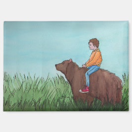 Un buen día de Beary: imán de 3,5" x 2,5"