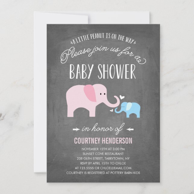 Un cacahuete| Invitación de Baby Shower (Anverso)