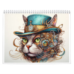 Un calendario de vapor con un gato