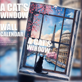 Un calendario de ventana de gato – Un gato negro y