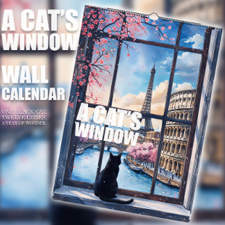 Un calendario de ventana de gato – Un gato negro y