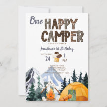 Un Camper Feliz | Camping Invitación de cumpleaños