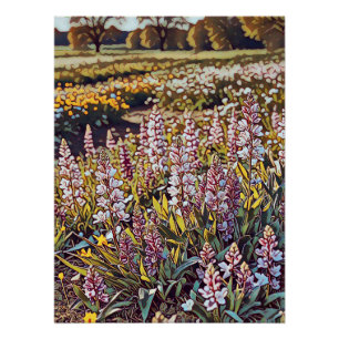 Un campo lleno de flores - Poster brillante