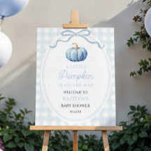 Un cartel de bienvenida para baby shower de otoño