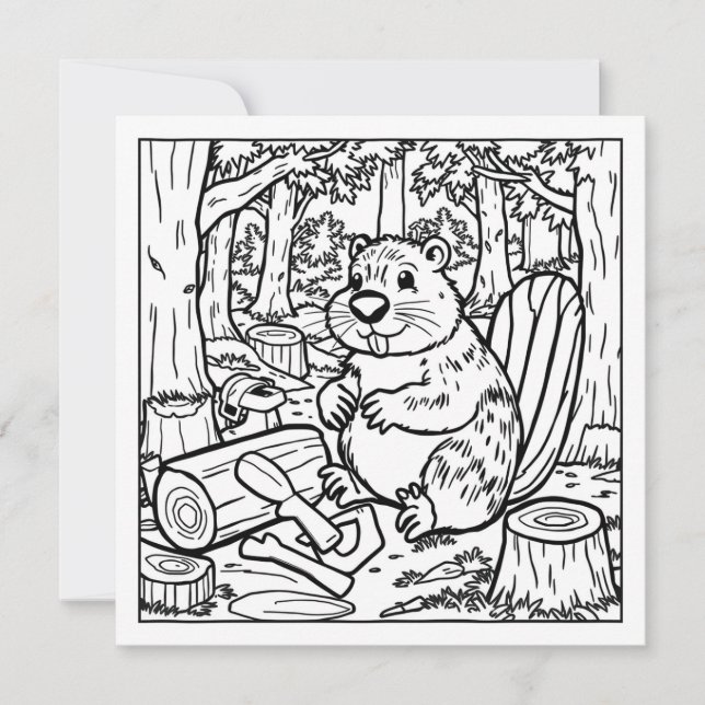 Un castor lindo en el bosque (Anverso)