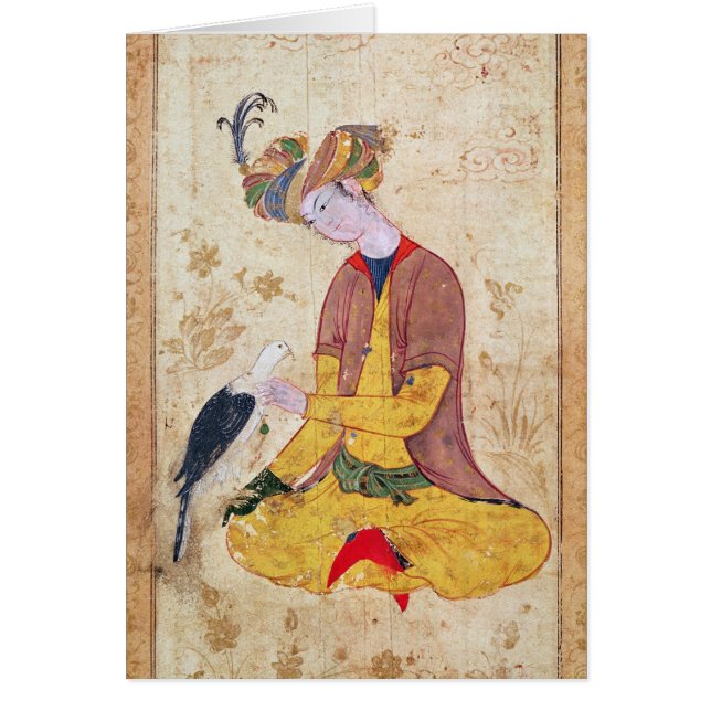 Un cazador que frota ligeramente su halcón (Frente)