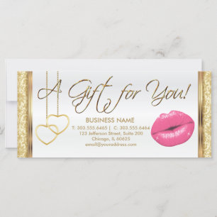 *Un certificado de regalo con lápiz labial rosa