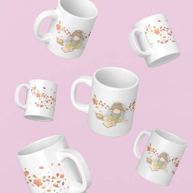 Un Chica Con Una Taza De Té Y Hojas Voladoras (Subido por el creador)