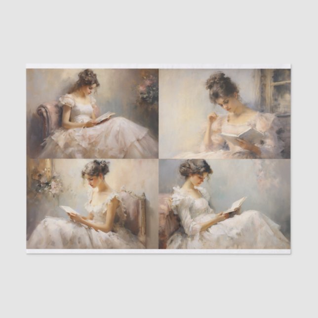 Un Chica de lectura Collage 1 Papel de desconfianz (Anverso)