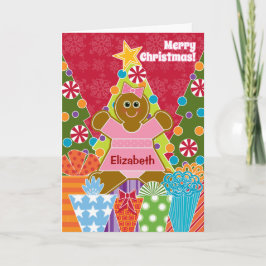 Un chica del pan de jengibre para el navidad añade