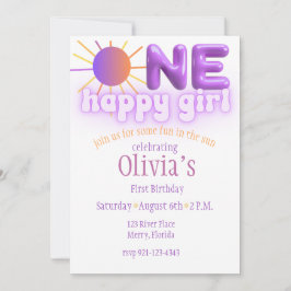 Un Chica feliz, el tema del sol Invitaciones a cum