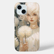 Un Chica sostiene un Funda de Dandelion iPhone 15