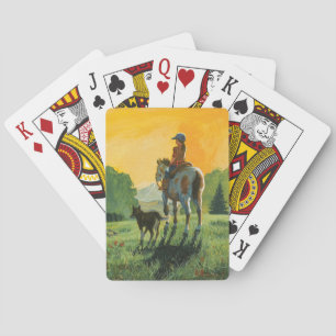 Un chica y sus naipes del caballo