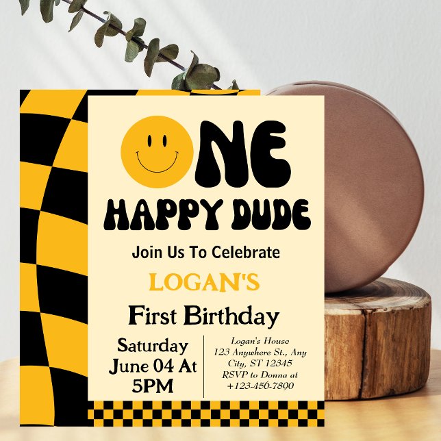 Un chico feliz primer cumpleaños invitación (Subido por el creador)