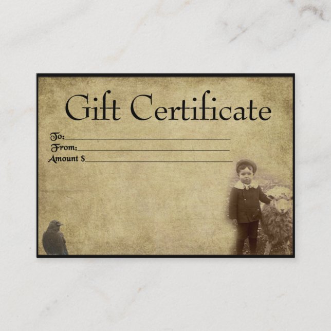Un Chico Y Sus Tarjetas De Certificado De Regalo P (Anverso)