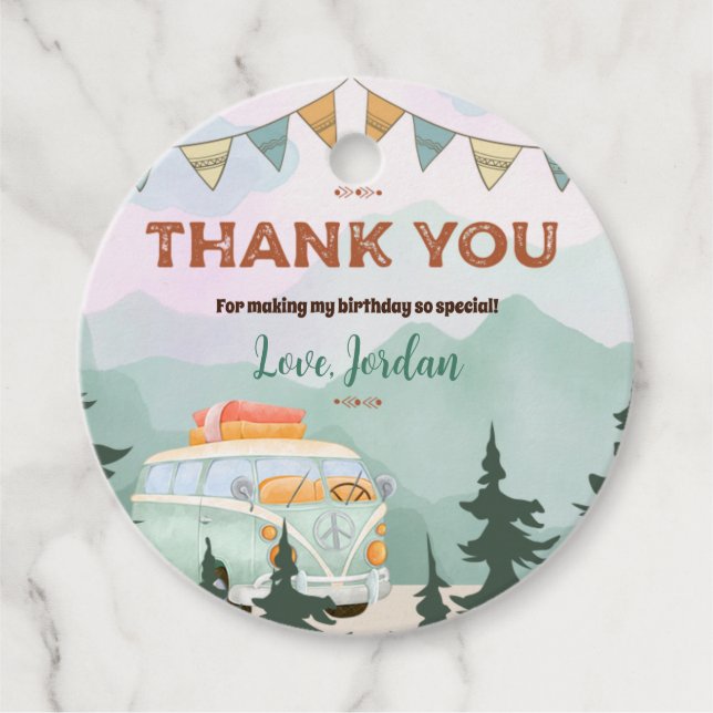 Un Círculo Feliz de Cumpleaños de Camper Etiqueta  (Anverso)