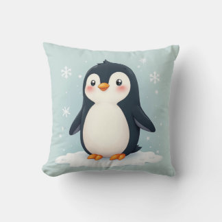 Un cojín de almohada con una bonita foto de pingüi