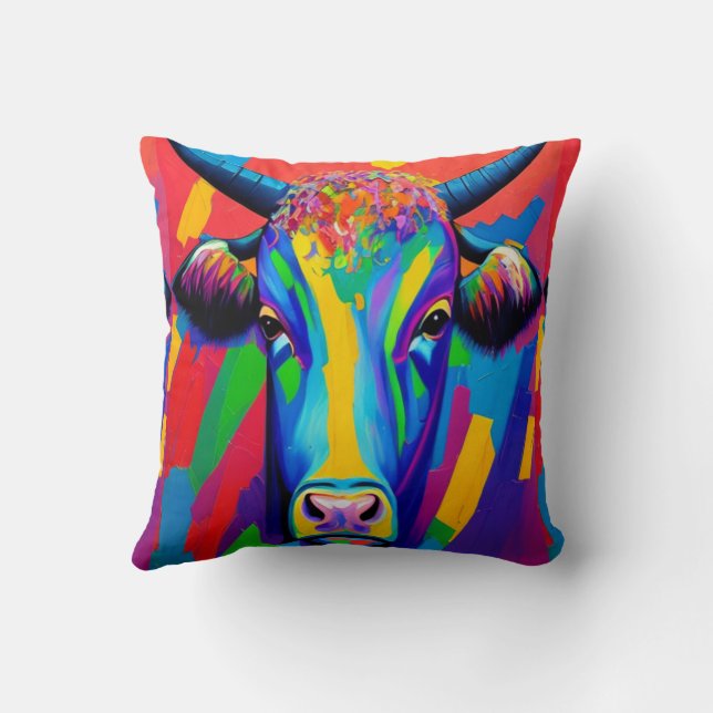 Un Cojín decorativo de vaca colorido (Reverso)
