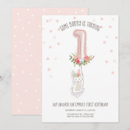 Un conejito Chica de la invitación al cumpleaños e