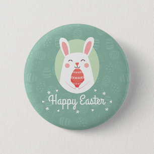 Un conejito con huevo de Pascua  Botón Pin