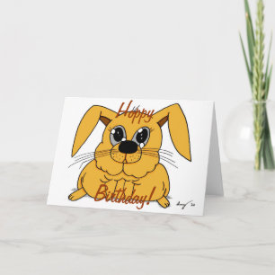 Un conejito gordo, "cumpleaños feliz". Tarjeta