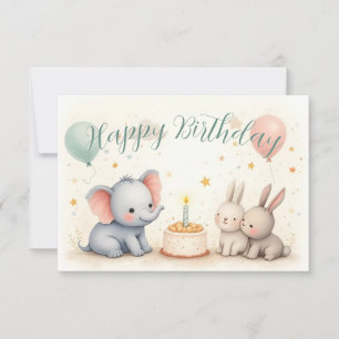 Un cortés saludo de cumpleaños con amigos animales
