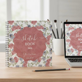 Un cuaderno de bocetos en rosas frescas y terrosas