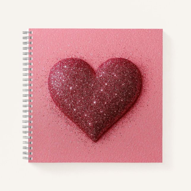 Un cuaderno de corazón purpurina. (Anverso)
