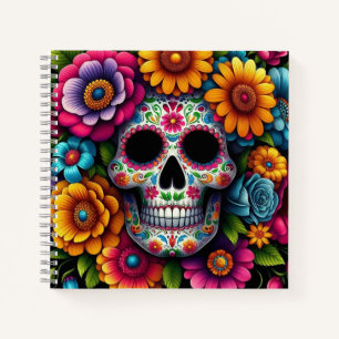 ¡Un cuaderno de cráneo florido!
