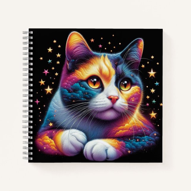 ¡Un cuaderno de gatos colorido y soñador! (Anverso)