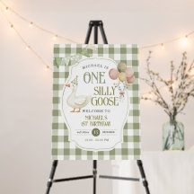 Un Cumpleaños de Ganso Tonto Bienvenida de Gingham