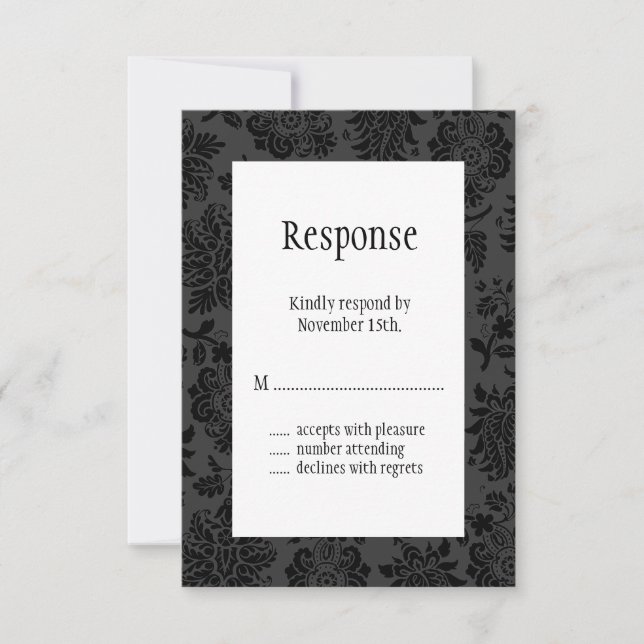 Un Damask Victorian Wedding RSVP (Anverso)