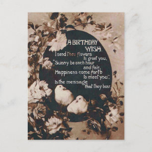 Un deseo de cumpleaños palomas tarjeta postal anti