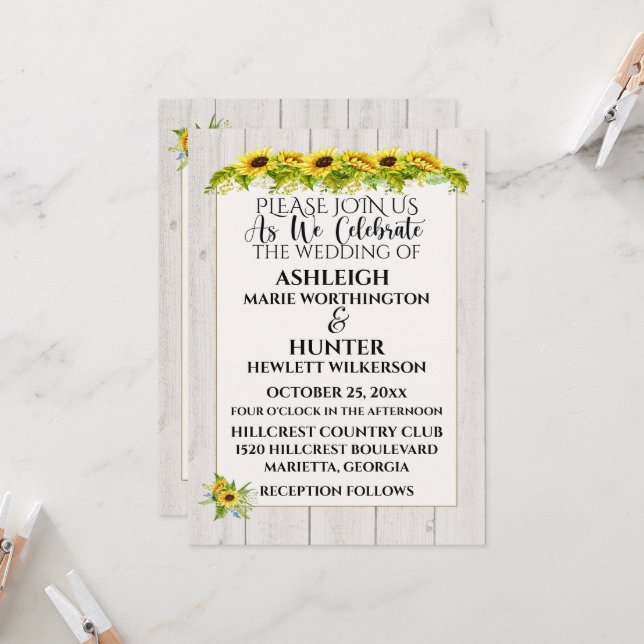 Un Día Agradable Para Un Boda - Invitación (Anverso/Reverso In Situ)