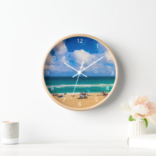 Un día en el reloj de pared acrílico de la playa