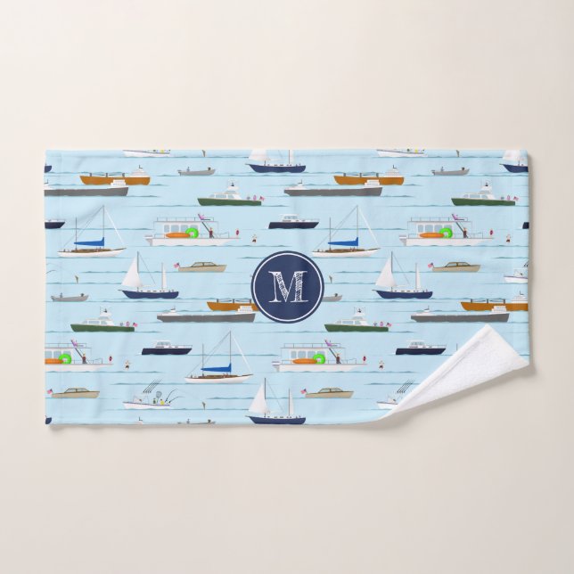 Un día en la costa del río navegando en bote (Toalla de mano)