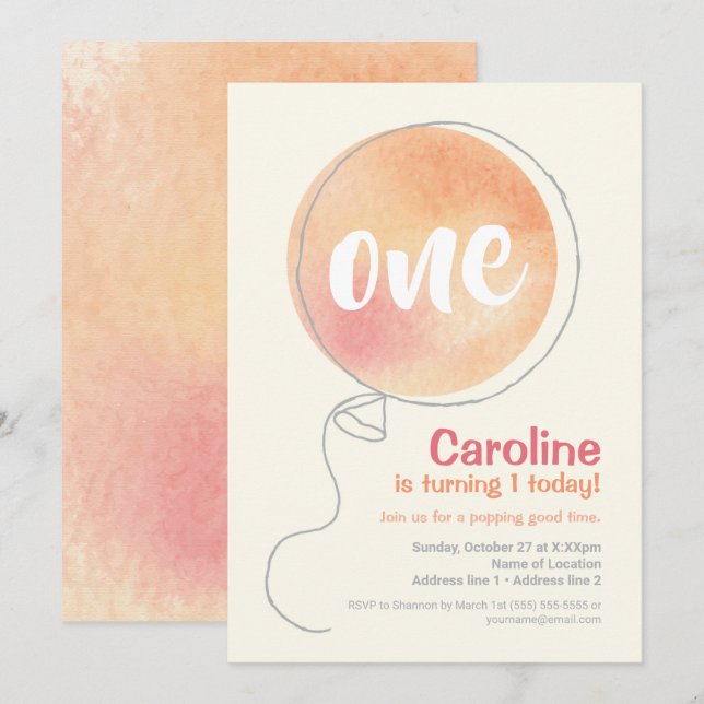 ¡Un día maravilloso! Invitación de cumpleaños de P (Anverso / Reverso)