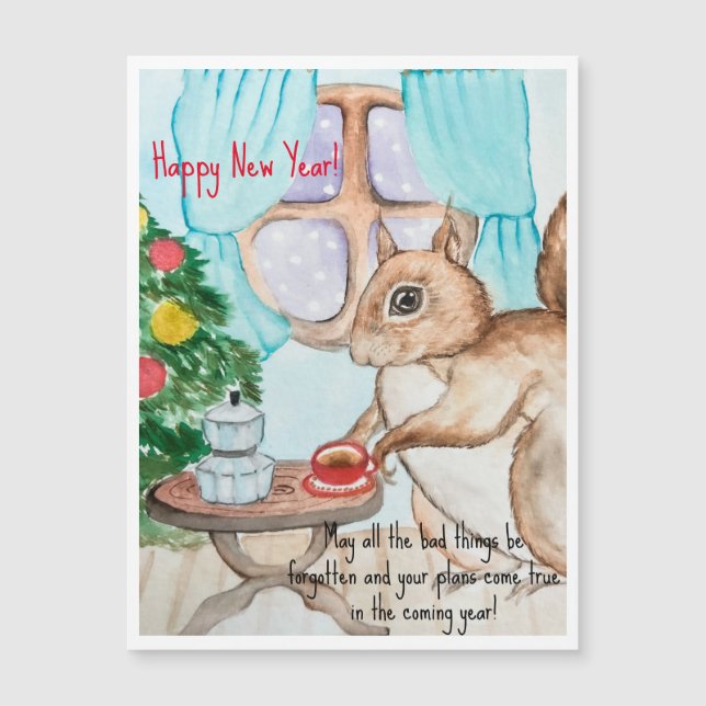 Un dibujo acogedor de una ardilla linda (Anverso)