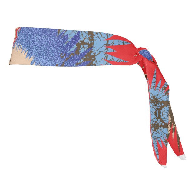 un diseño de fondo rojo con un círculo azul (Girar 90)