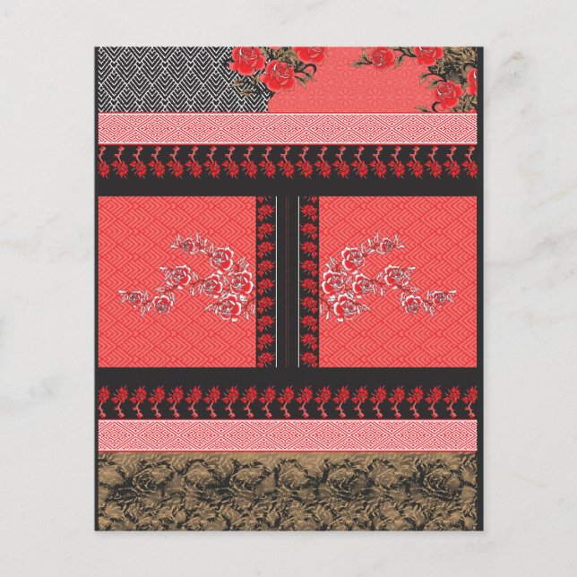 un diseño de papel pintado rojo y negro (Frente)