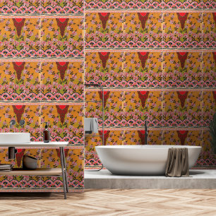 un diseño de una pared colgada en rojo y negro