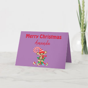 Un divertido mono de safari para tarjeta de Navida