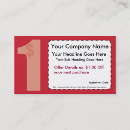 Un dólar de la tarjeta de la cupón