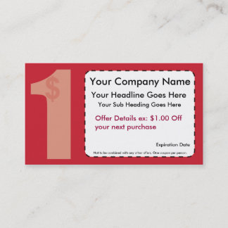 Un dólar de la tarjeta de la cupón