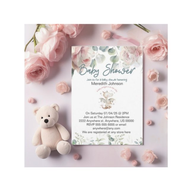 Un dragón bebé va camino a la invitación de Baby S (Subido por el creador)