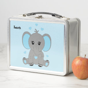 Un elefante bebé lindo en azul, personalizado