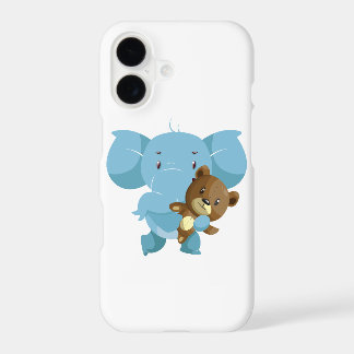 Un elefante con oso de peluche