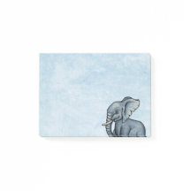 Un elefante lindo en notas Blue Post-it